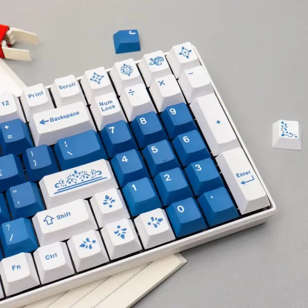 XDA+ White and Blue Cherry Custom Keycap Set