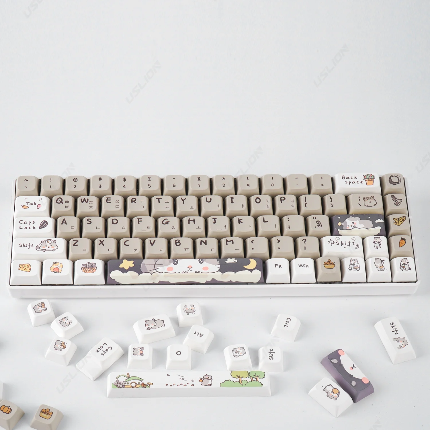GMK+ White Hamster XDA Custom Keycaps Set